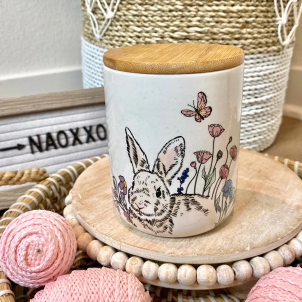 Adorable Spring Bunny Floral Baby Canister